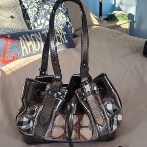 Authentic Burberry Black and Brown Shoulder Bag